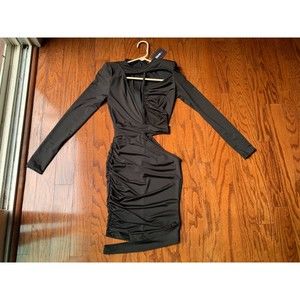 Queen Mania Cutout Bodycon Black Dress Size S NWT